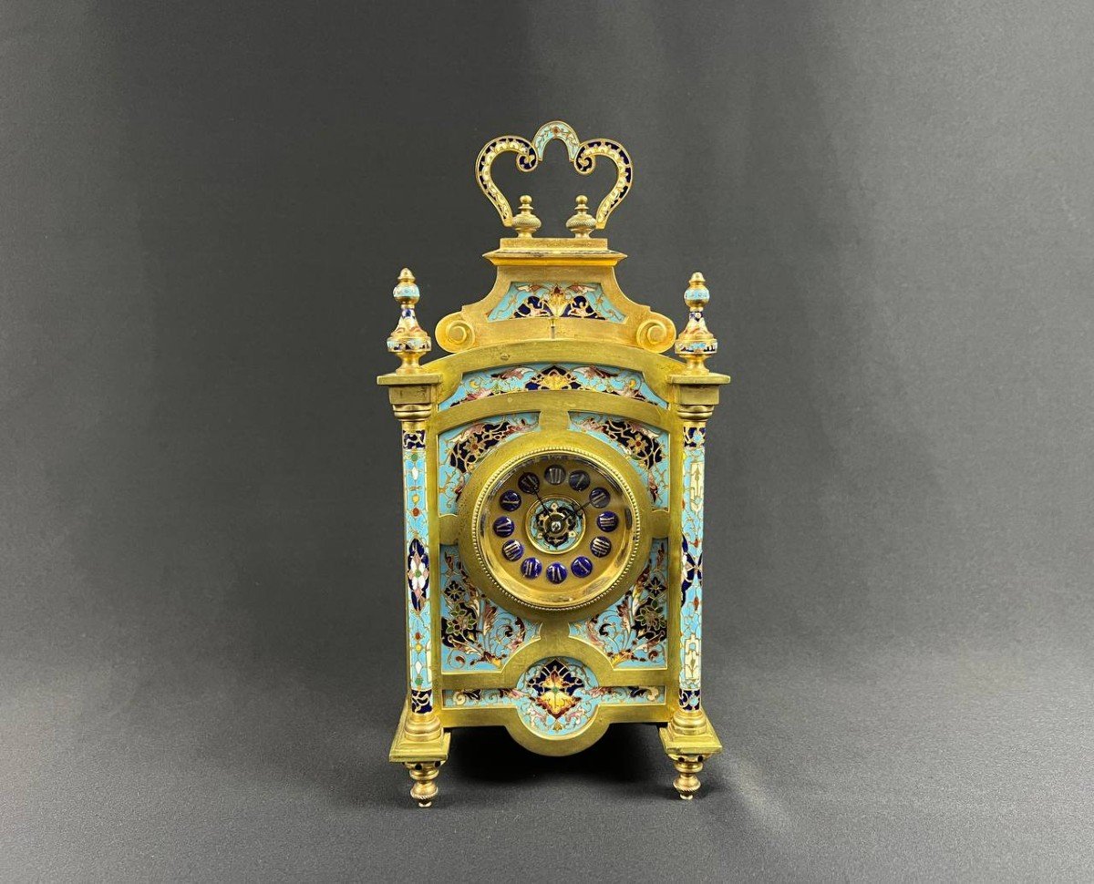 Gilt Bronze And Cloisonné Enamel Travel Clock, Late 19th Century -photo-6