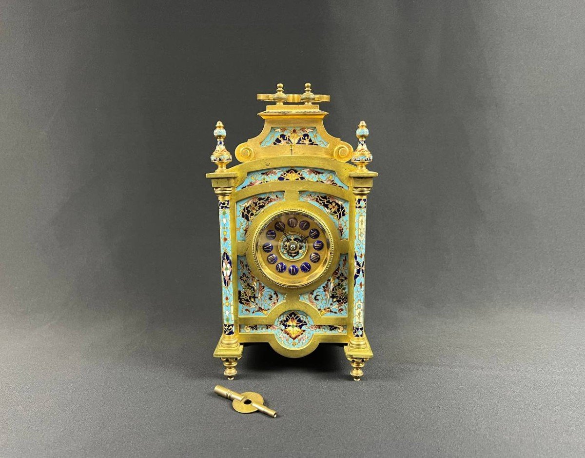 Gilt Bronze And Cloisonné Enamel Travel Clock, Late 19th Century 