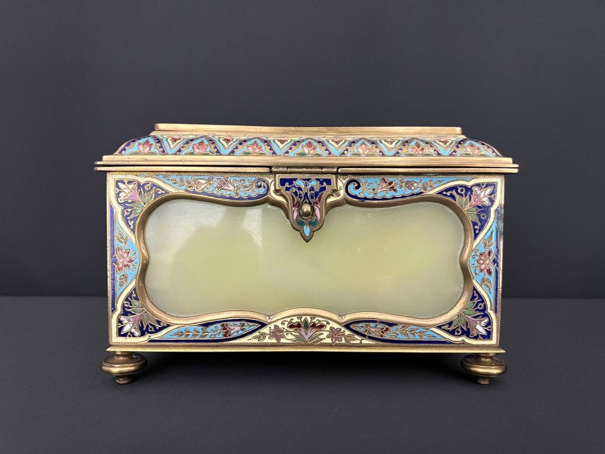 Gilded Cloisonné Bronze And Onyx Jewelry Box-photo-6