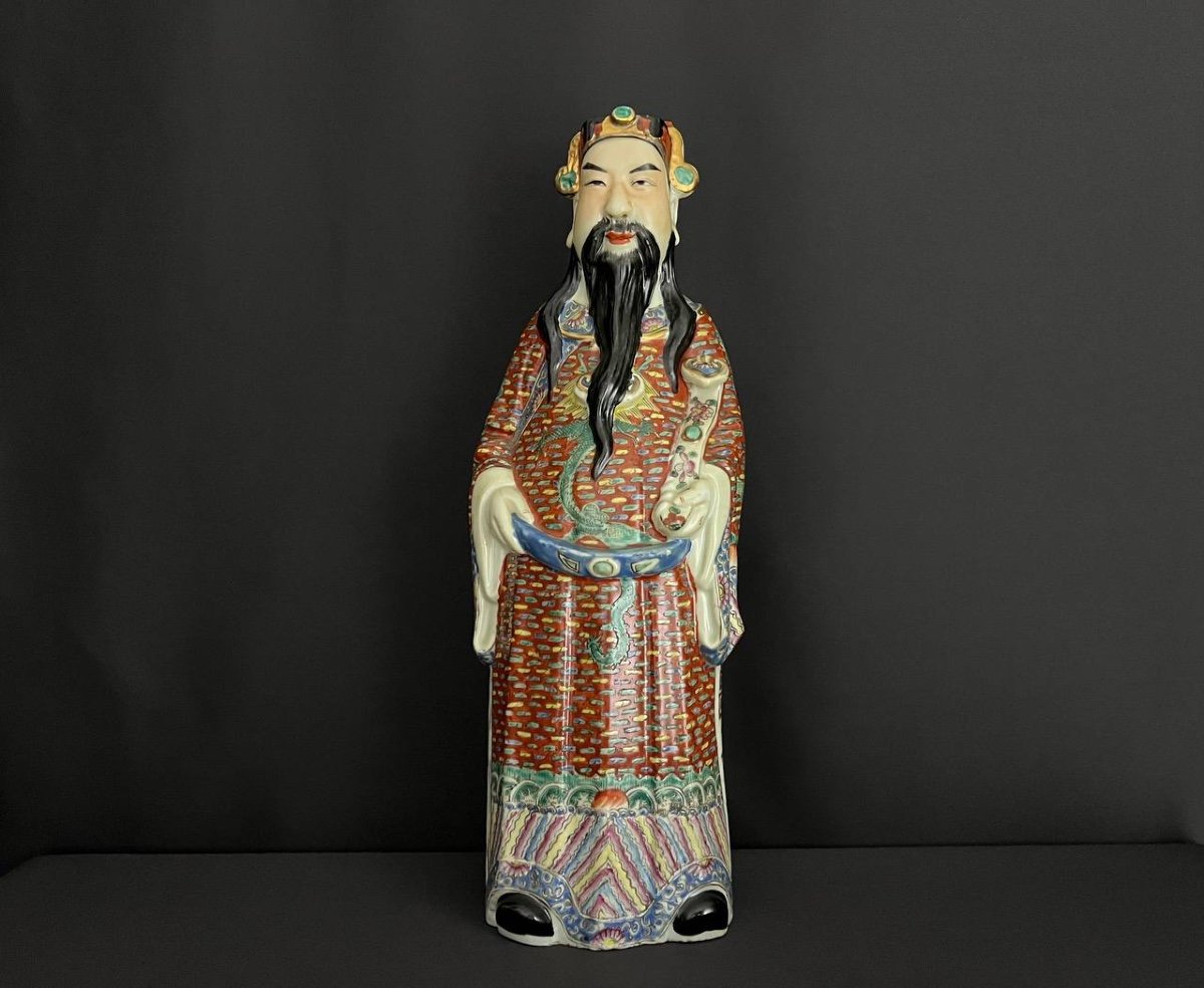 Statuette En Porcelaine Polychrome -  Immortel. Chine Début Du XXe Siècle.-photo-1