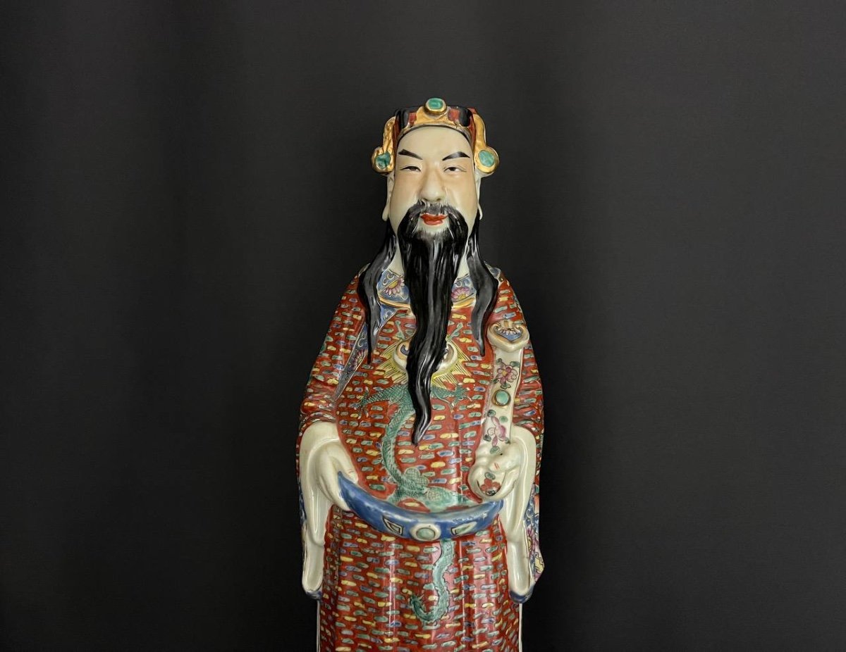 Statuette En Porcelaine Polychrome -  Immortel. Chine Début Du XXe Siècle.-photo-2