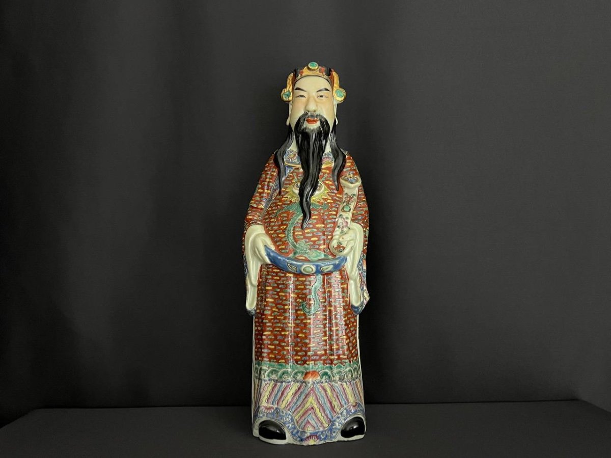 Statuette En Porcelaine Polychrome -  Immortel. Chine Début Du XXe Siècle.