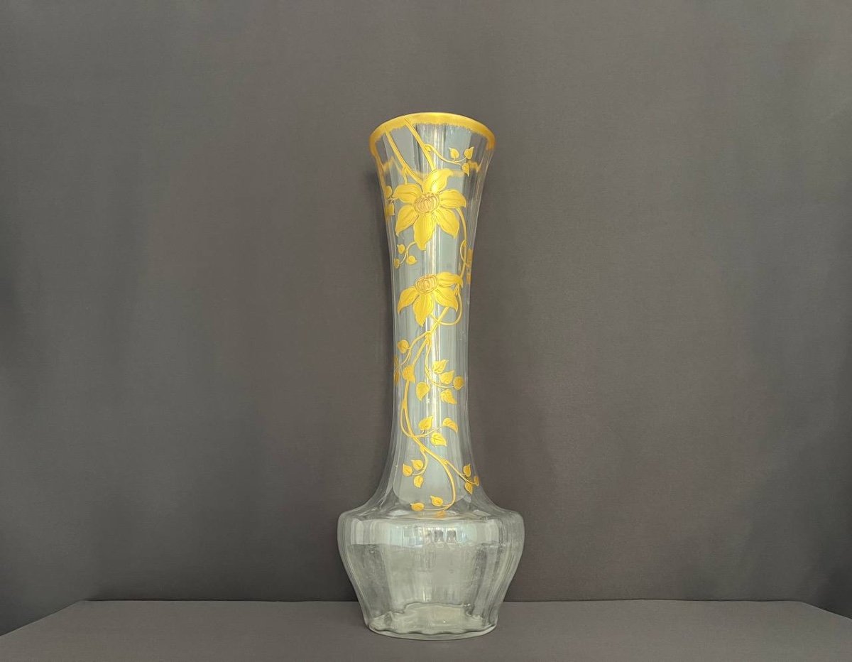 Baccarat Crystal Enameled Vase. Art Nouveau-photo-1