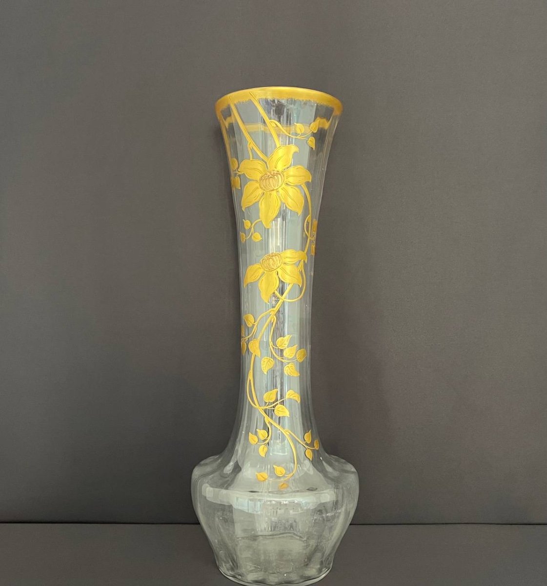 Baccarat Crystal Enameled Vase. Art Nouveau-photo-2