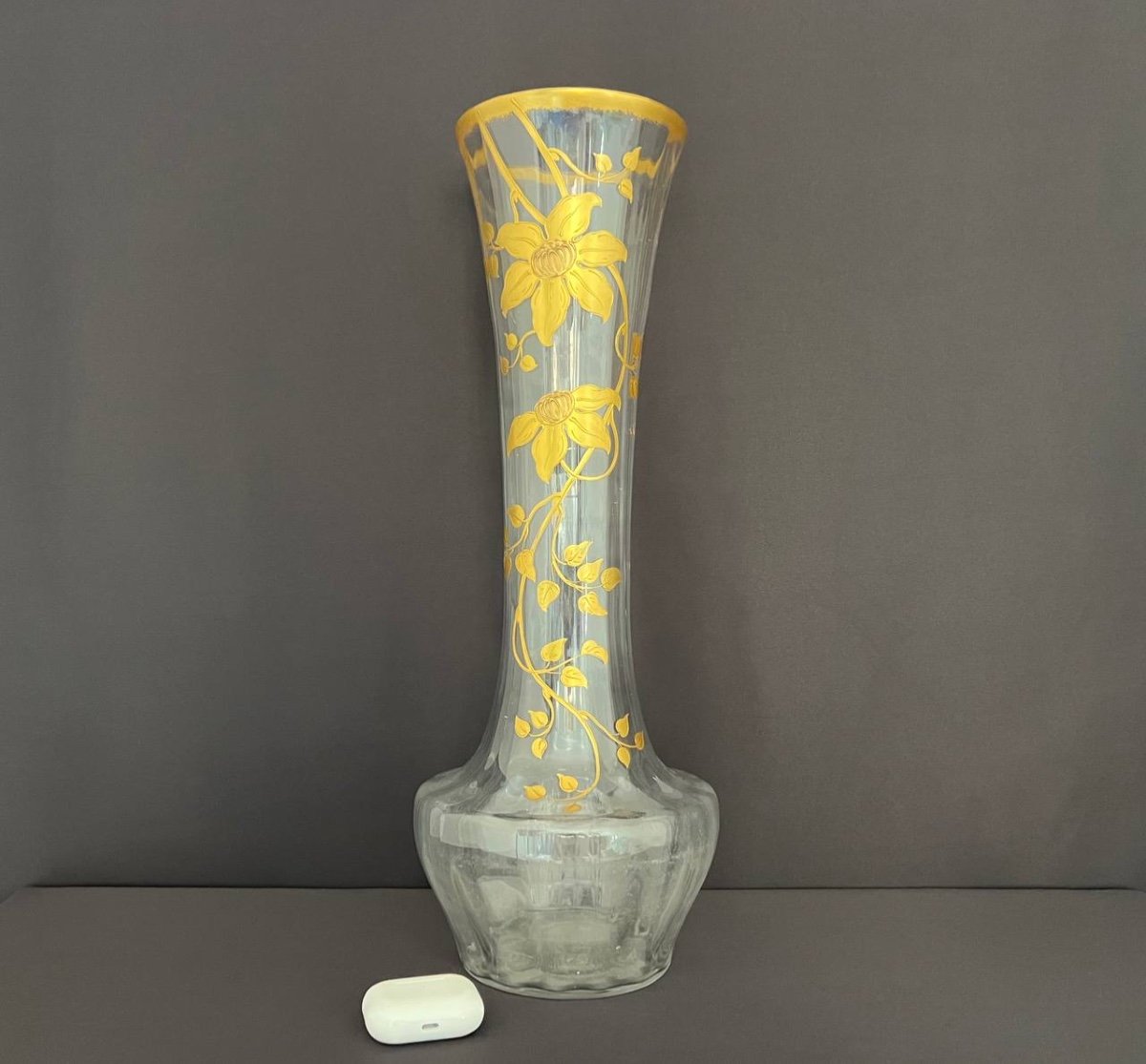 Baccarat Crystal Enameled Vase. Art Nouveau-photo-3