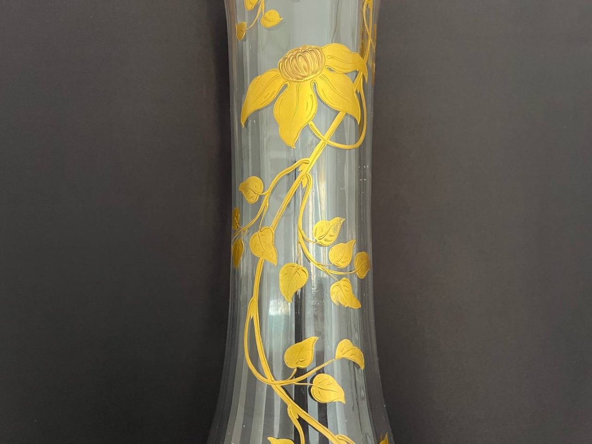 Baccarat Crystal Enameled Vase. Art Nouveau-photo-4