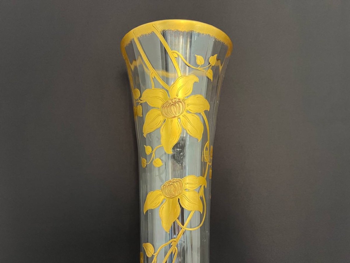 Baccarat Crystal Enameled Vase. Art Nouveau-photo-5