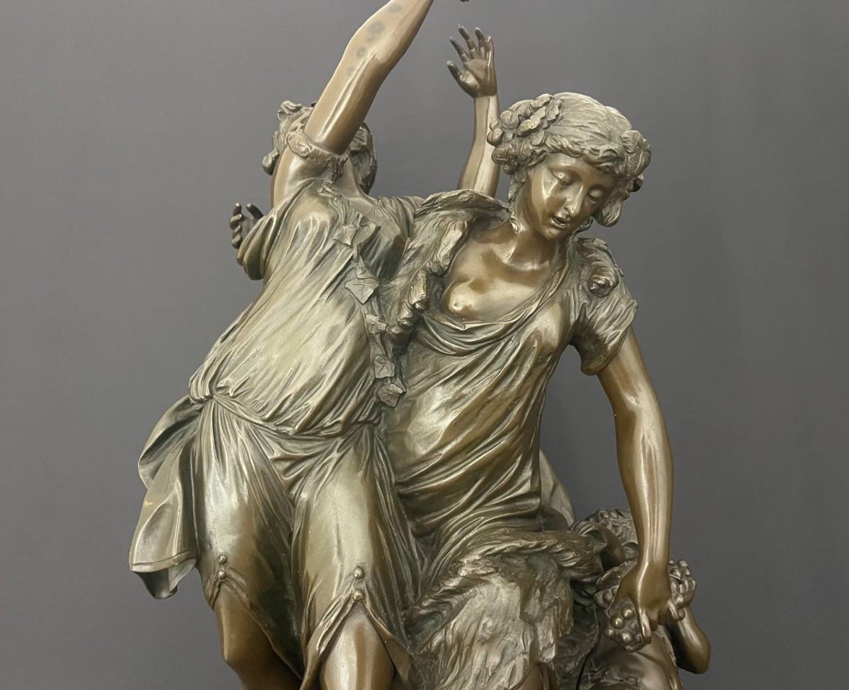 Bronze Statue After Clodion (1738-1814, Paris), Claude Michel. -photo-1