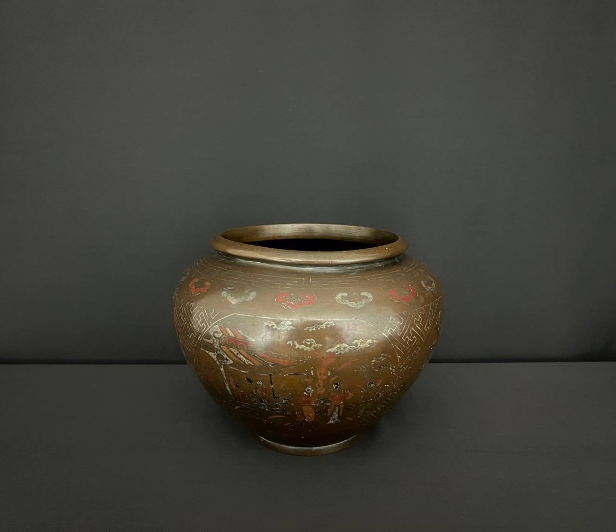 Chine Du Sud Ou Vietnam. Vase En Bronze à Décor Incrusté De Métal. XIX Siècle.-photo-4