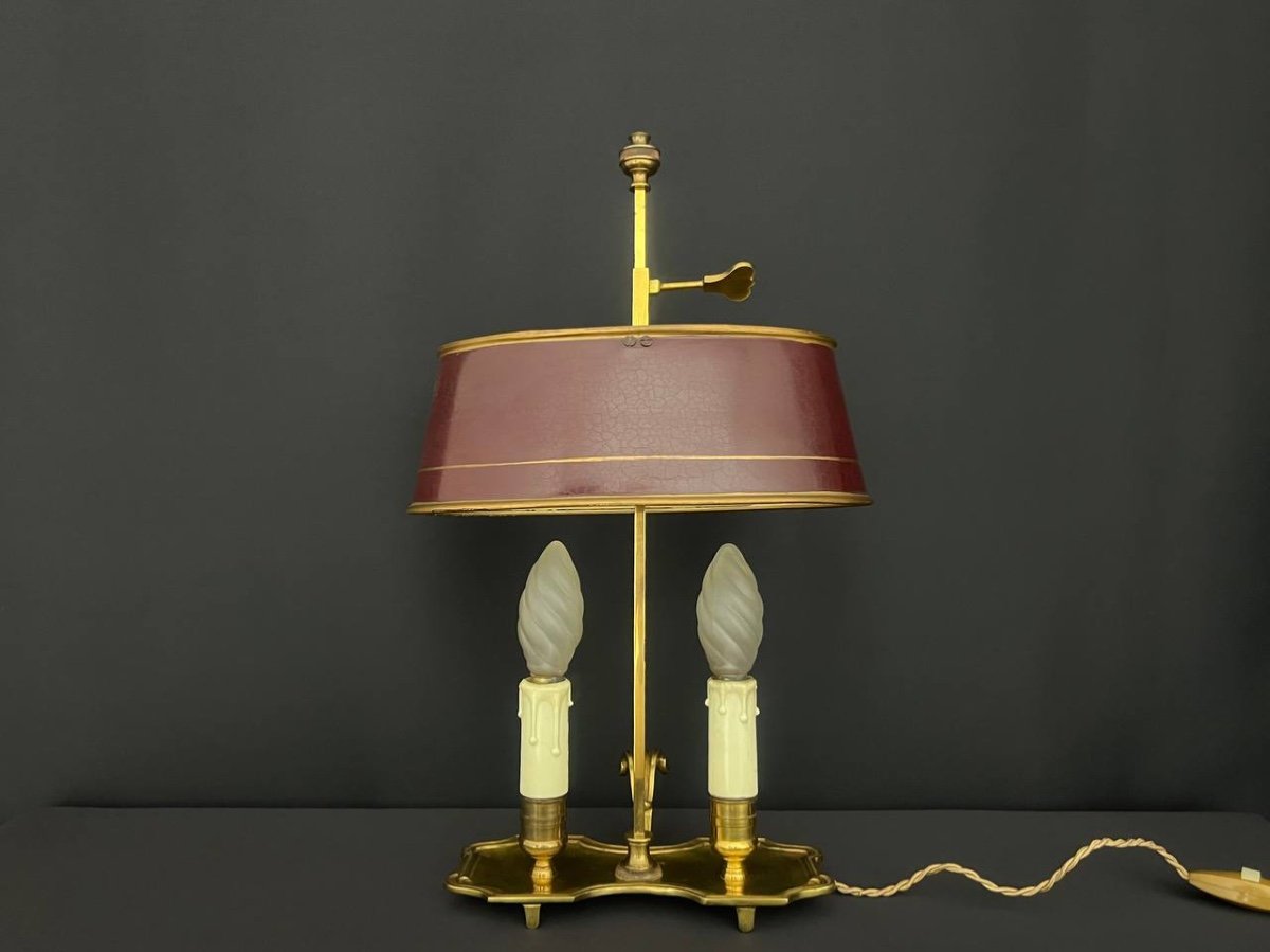 Petite Lampe Bouillote En Bronze Et Laiton, 20e Siècle. 