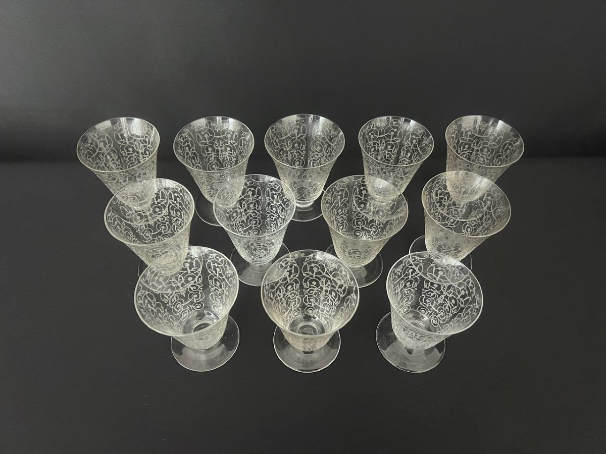 Baccarat Crystal White Wine Glasses, Michelangelo Model "michelangelo"-photo-4