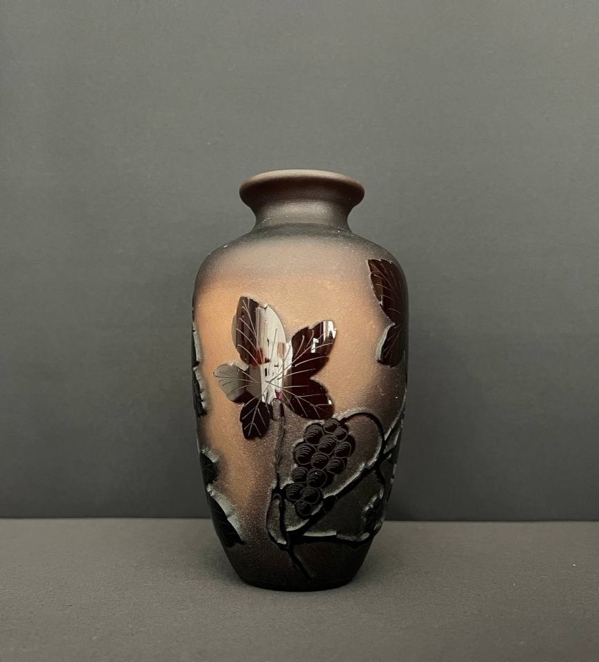 La Rochere. Vase En Verre Dégagé à l'Acide