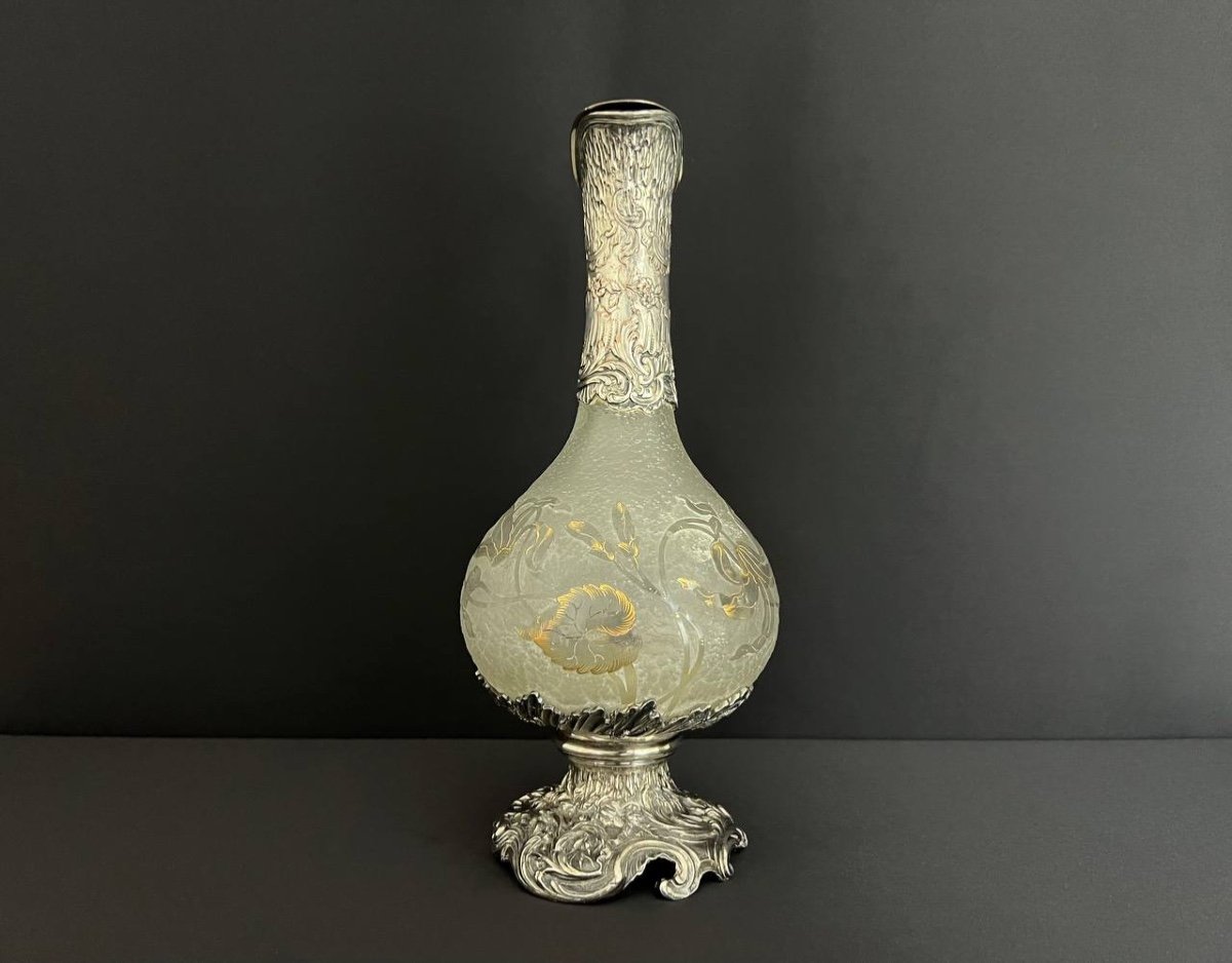 Daum Nancy (attributed To) Glass Ewer With Acid Etched Decoration-photo-2