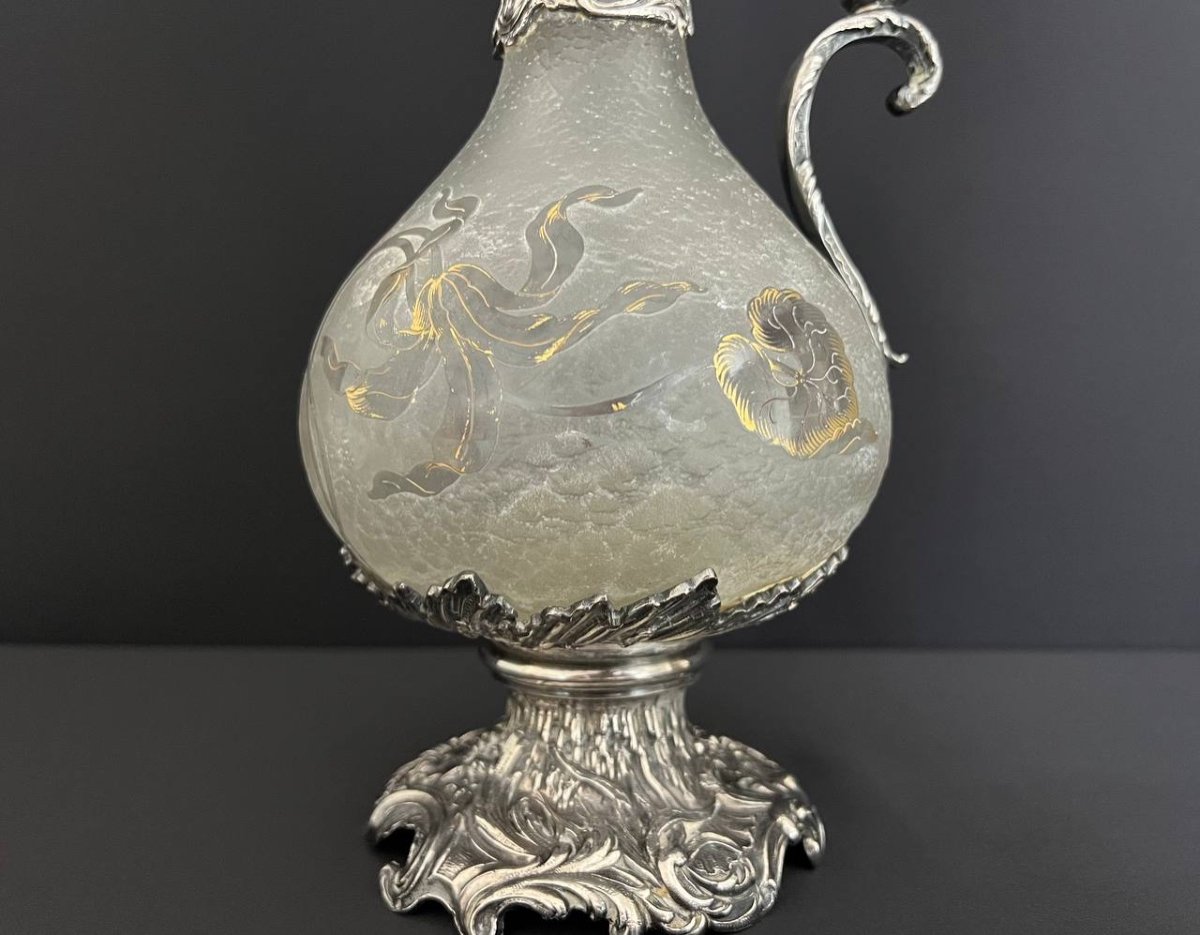 Daum Nancy (attributed To) Glass Ewer With Acid Etched Decoration-photo-4