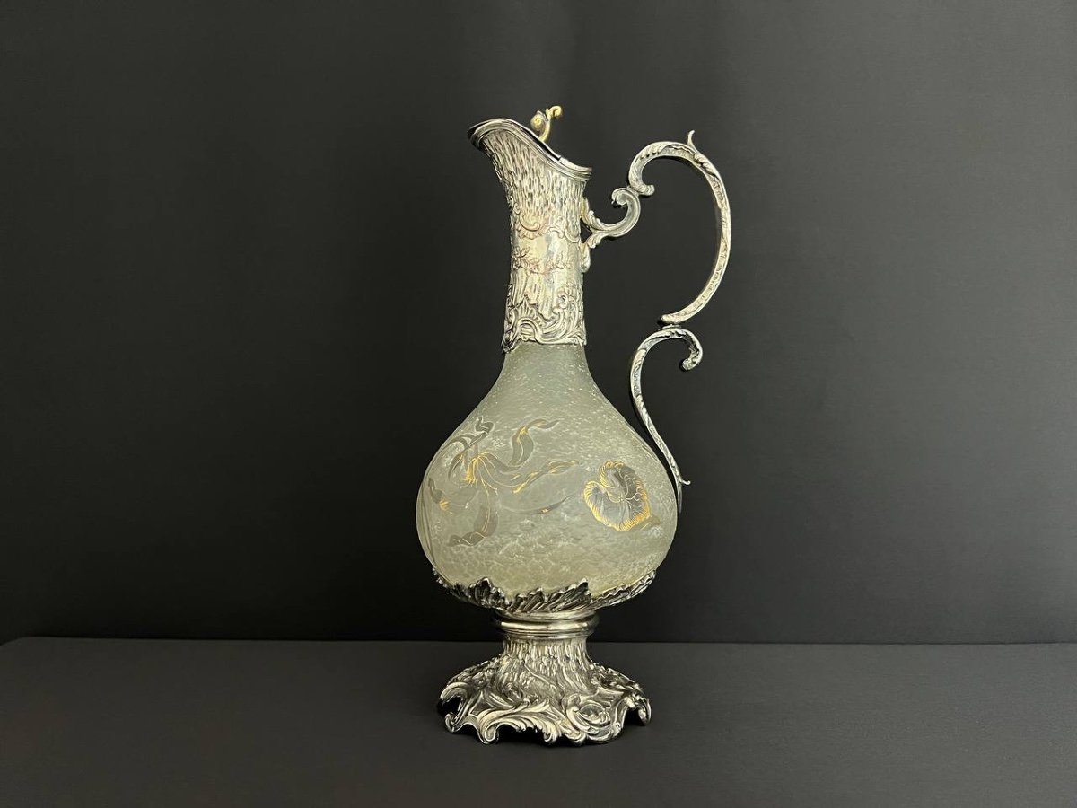 Daum Nancy (attributed To) Glass Ewer With Acid Etched Decoration-photo-6