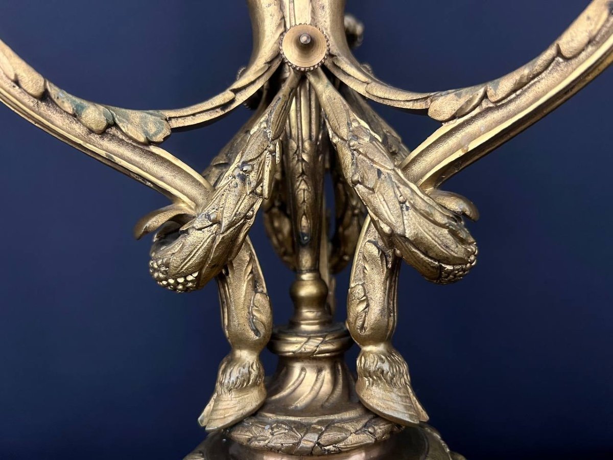 Candélabre En Bronze Doré, Epoque Napoleon III, Style Louis XVI.-photo-8