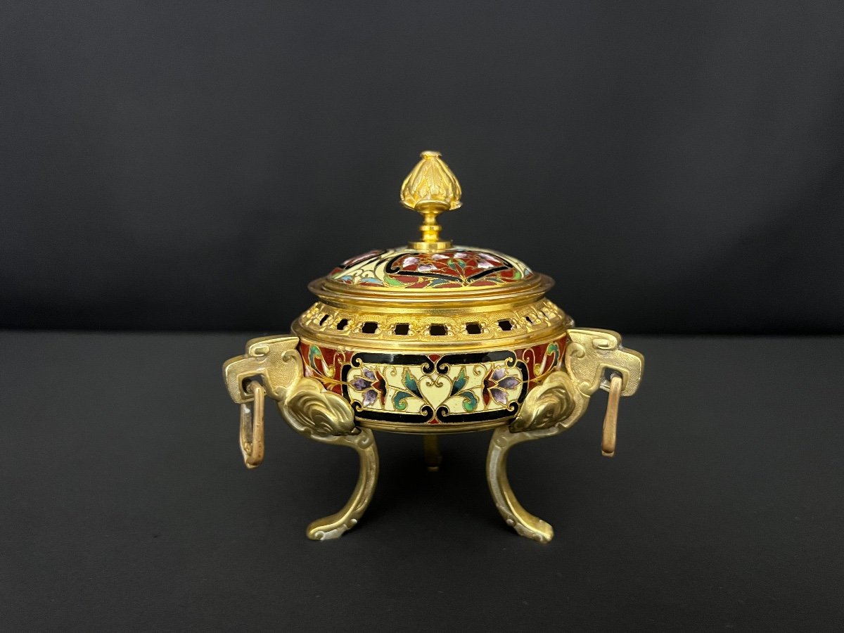 Cloisonné Enamel And Gilt Bronze Incense Burner