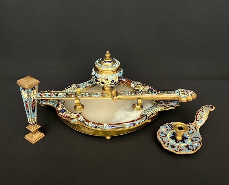  Cloisonné Enamel And Gilt Bronze Writing Set – 19th Century