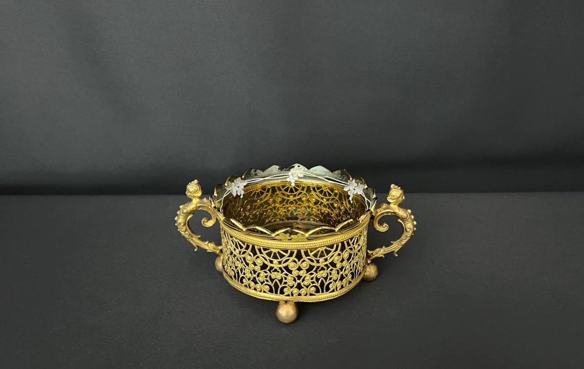 Gilt Brass And Cut Crystal Jardiniere – 19th Century-photo-1