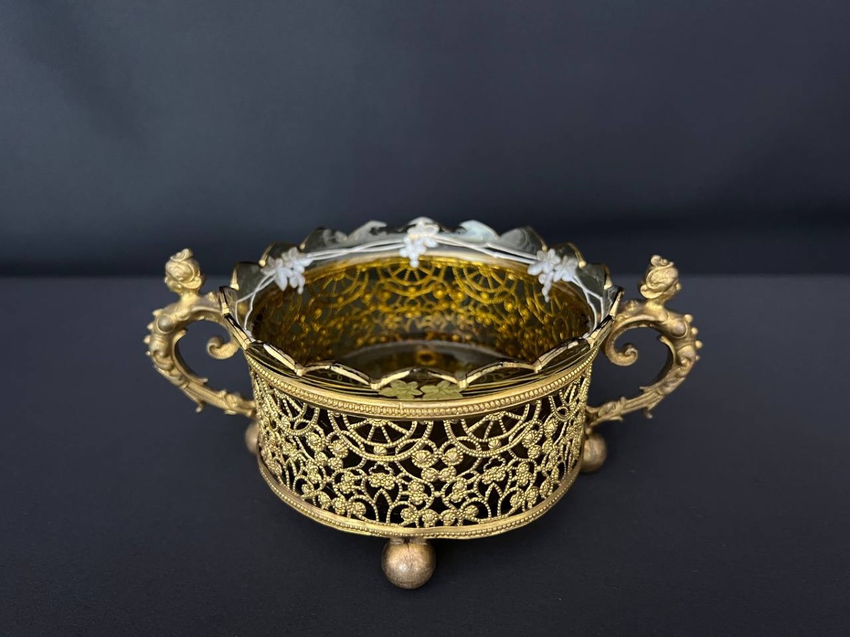 Gilt Brass And Cut Crystal Jardiniere – 19th Century-photo-2