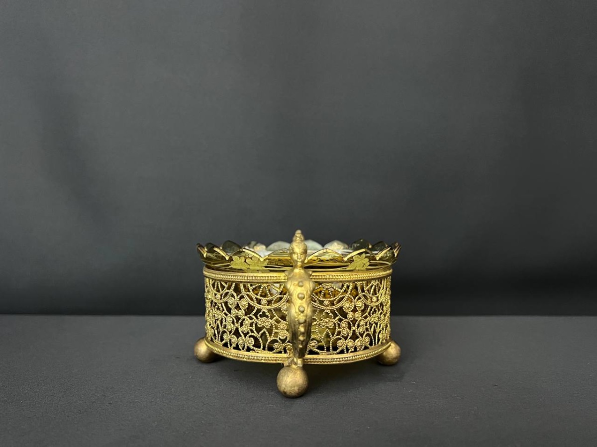 Gilt Brass And Cut Crystal Jardiniere – 19th Century-photo-3