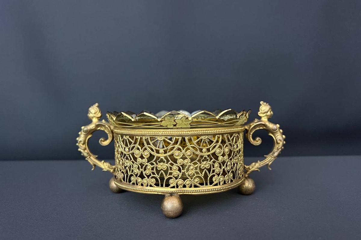 Gilt Brass And Cut Crystal Jardiniere – 19th Century