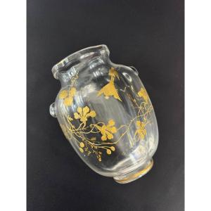 Baccarat Crystal Vase With Gold Decor