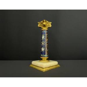 Oil Lamp Base In Onyx, Gilt Bronze And Cloisonné Enamels