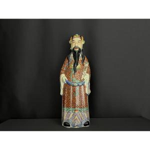 Statuette En Porcelaine Polychrome -  Immortel. Chine Début Du XXe Siècle.