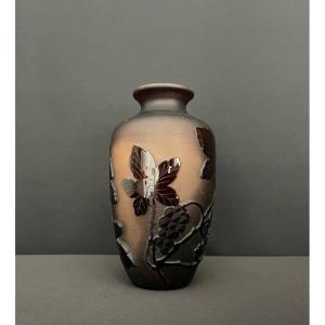 La Rochere. Vase En Verre Dégagé à l'Acide