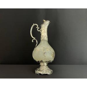 Daum Nancy (attributed To) Glass Ewer With Acid Etched Decoration