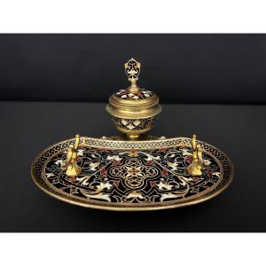 Cloisonné Enamel And Gilt Bronze Inkwell