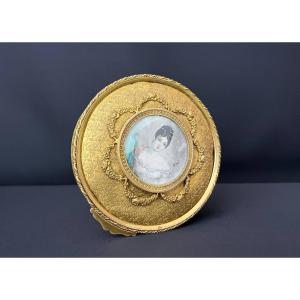 Napoleon III Gilt Bronze Jewelry Box With Painted Miniature