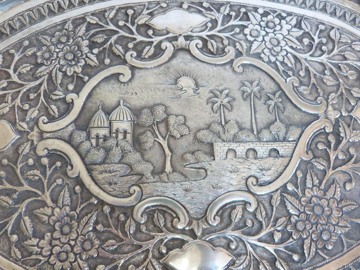 Sterling Silver Colonial Anglo Indian Tray 19th Century-photo-2