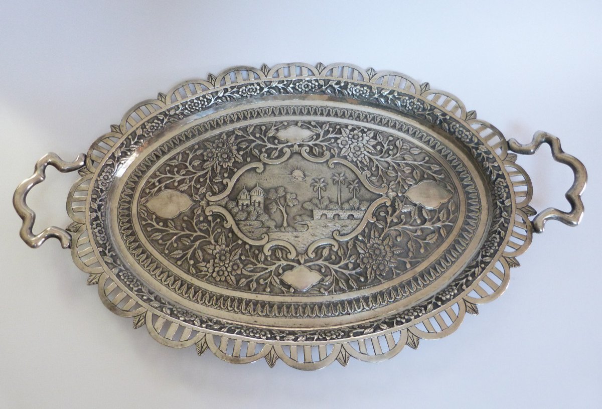 Sterling Silver Colonial Anglo Indian Tray 19th Century