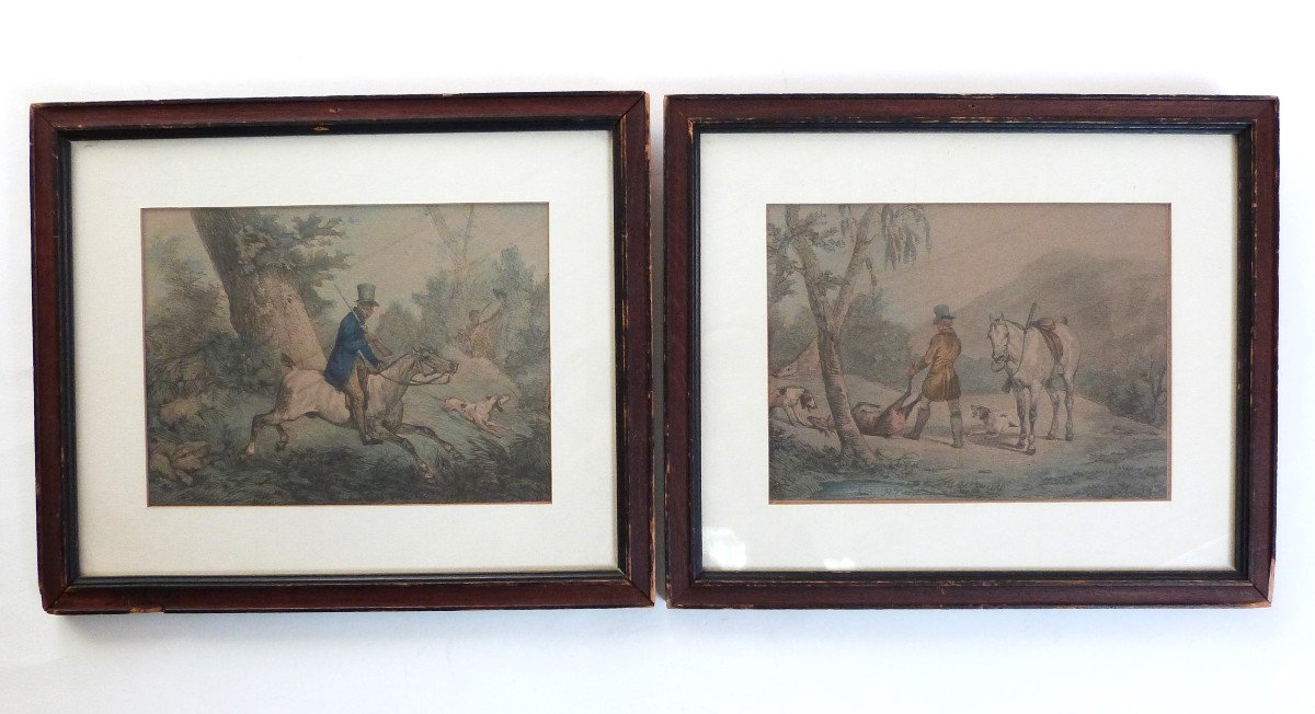 Gravures Couleur d'Après Horace Vernet Scènes De Chasse Et Chevaux