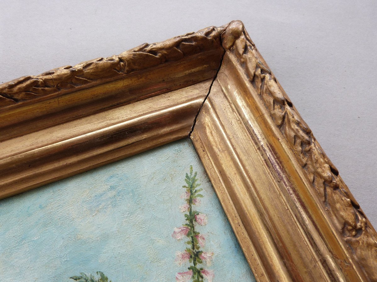 Pair Of Oils On Canvas 19th Century Paintings Spring Couple Of Birds In Nest Golden Frames-photo-7