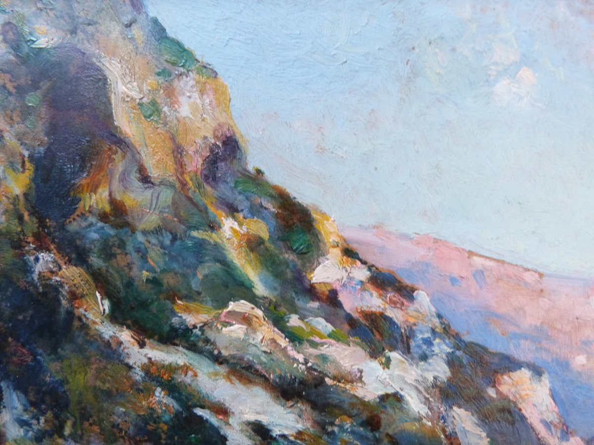 Jules Izier Oil On Panel Landscape Vercors Petits Goulets Frame Montparnasse -photo-3