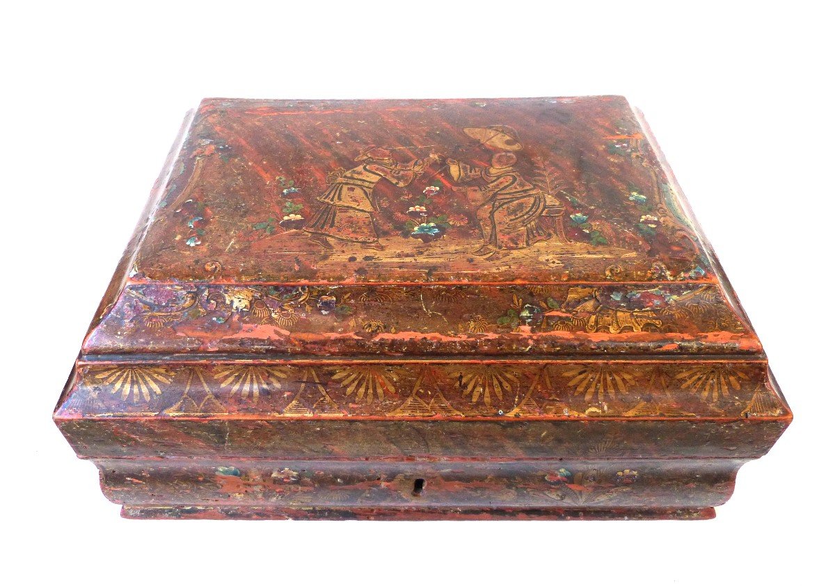 Louis XV Period Wig Box Martin Varnish Chinese Decor 18th Century