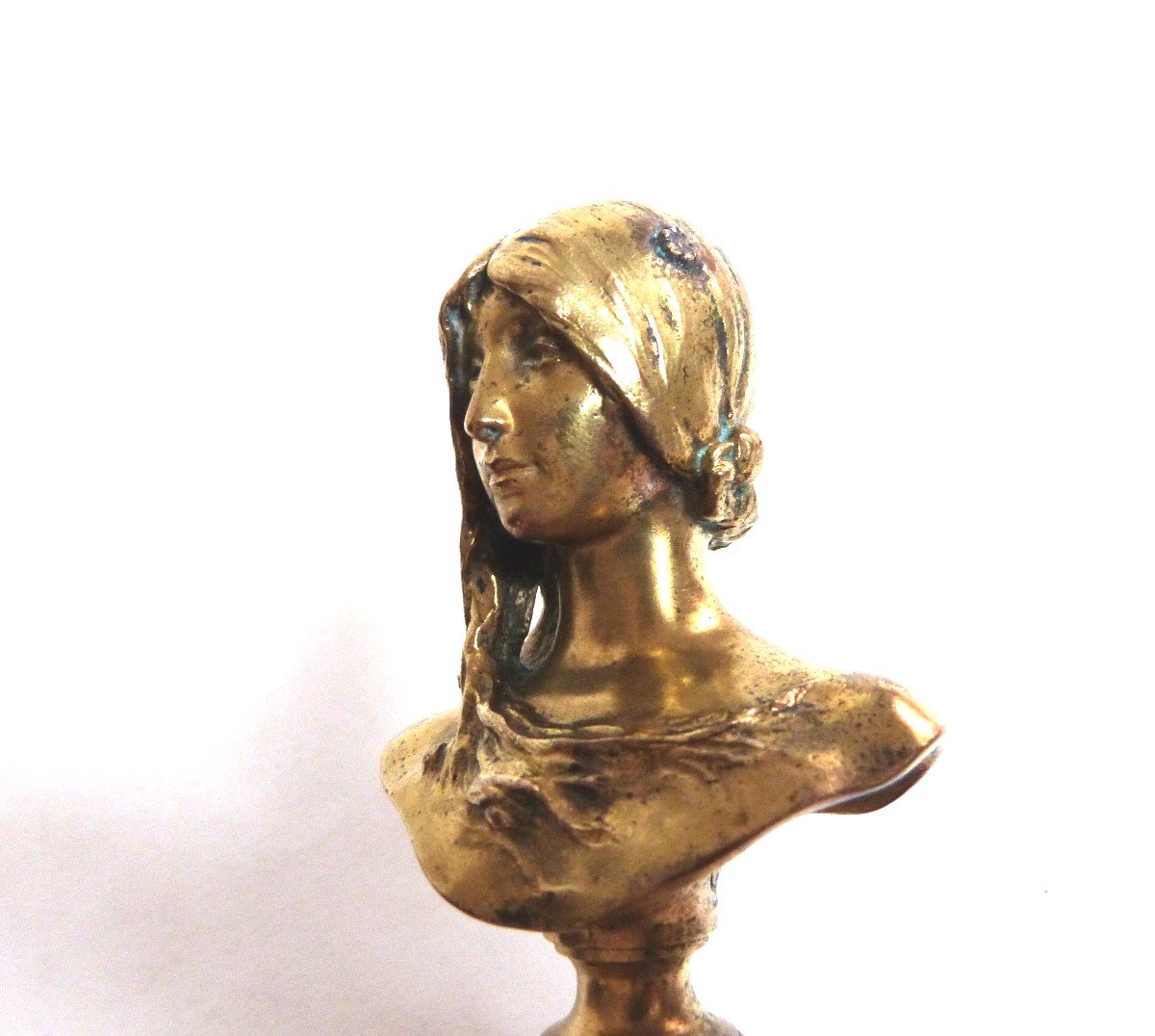 Ja Carlès Bust In Gilt Bronze Art Nouveau Decauville Foundry In Paris-photo-3