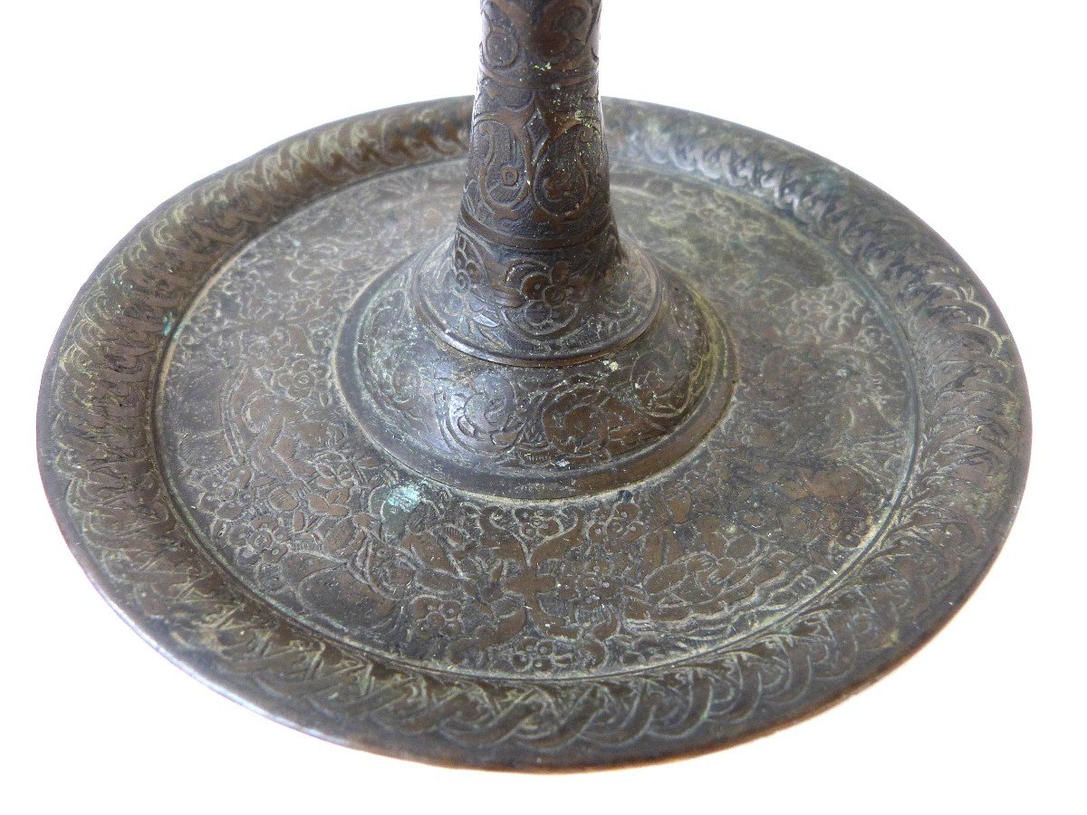 Bougeoir Chandelier En Bronze Iran Perse Kadjar XIXeme -photo-2