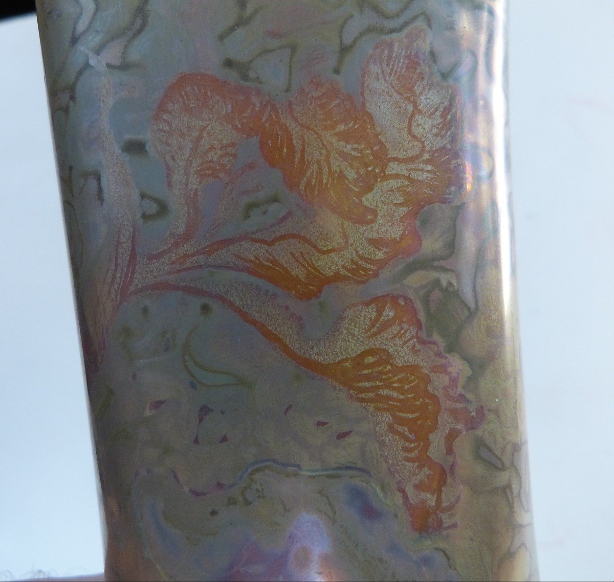 Clément Massier Rare Iridescent Art Nouveau Vase With Iris Decor-photo-6