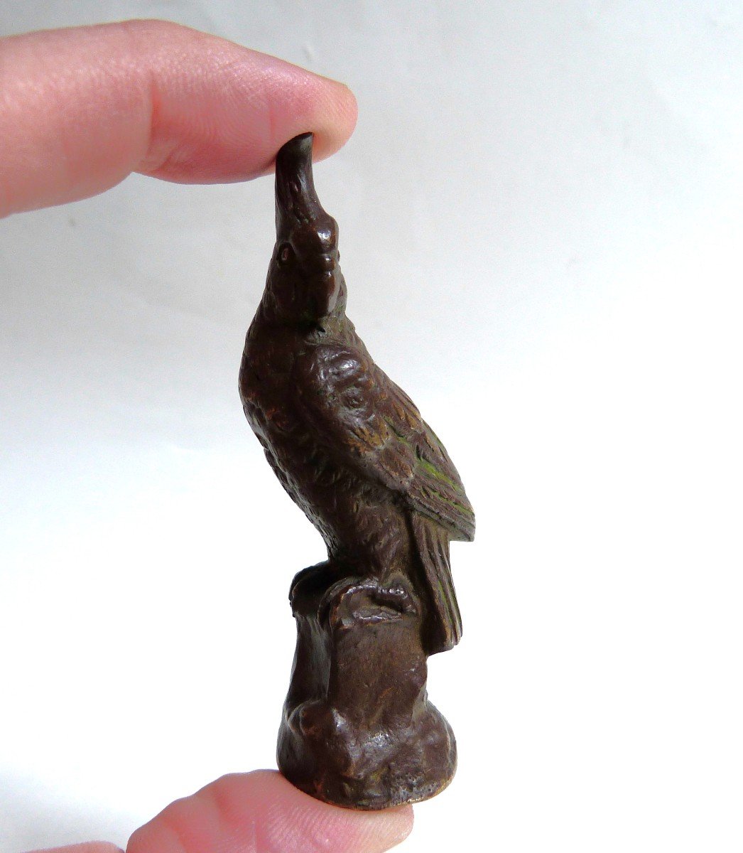 Parrot Cockatoo Bronze Sculpture Patina Medal Stamp -photo-3