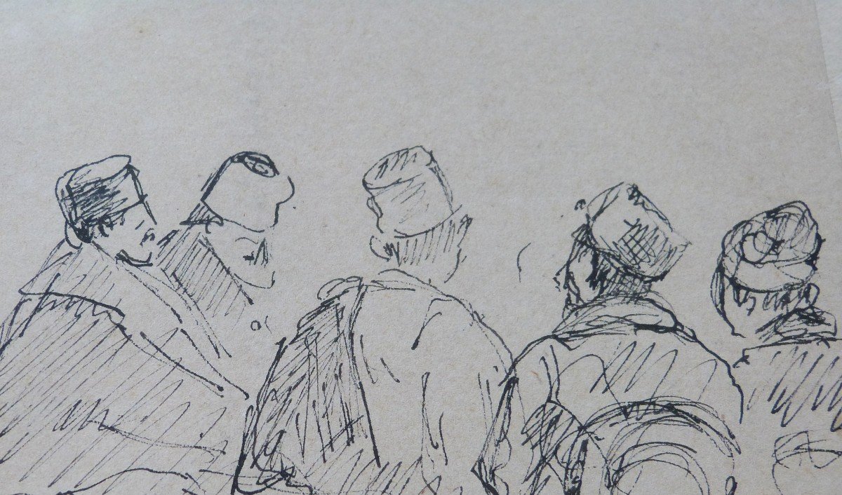 Henri Lebasque Dessin à l'Encre Daté 1915 Intitulé Les Zouaves guerre 14 -18-photo-4