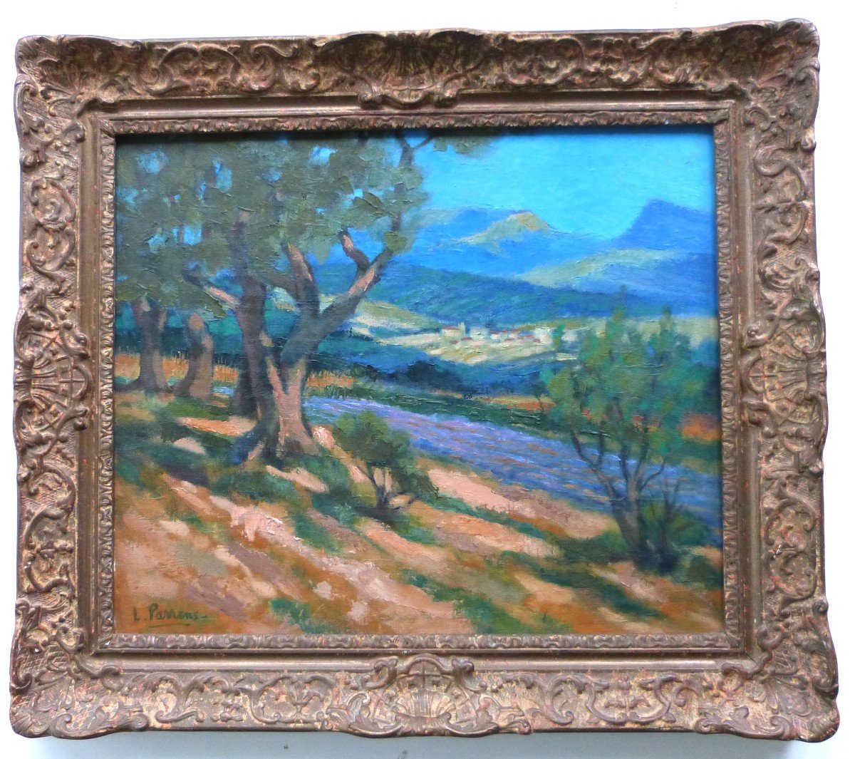 Louis Parrens Surroundings Of Nice Provençal Landscape Oil On Canvas 