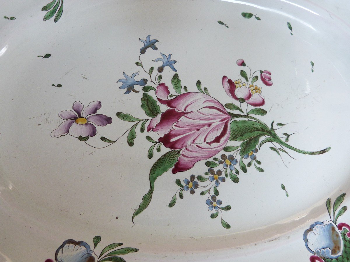 Joseph Hannong Starsbourg Earthenware Dish Flowers Decor Louis XVI Period 18th Century -photo-2