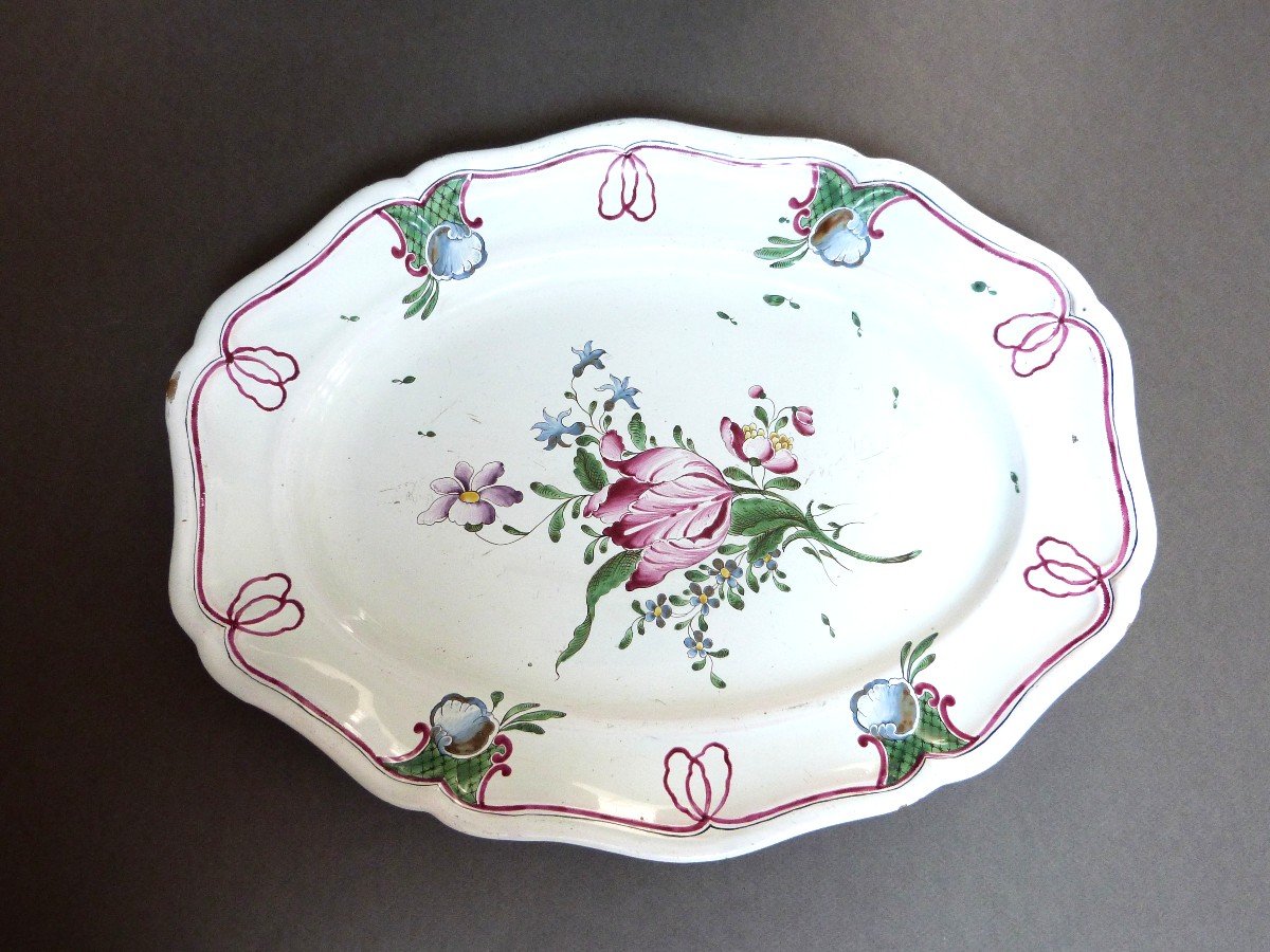 Joseph Hannong Starsbourg Earthenware Dish Flowers Decor Louis XVI Period 18th Century 