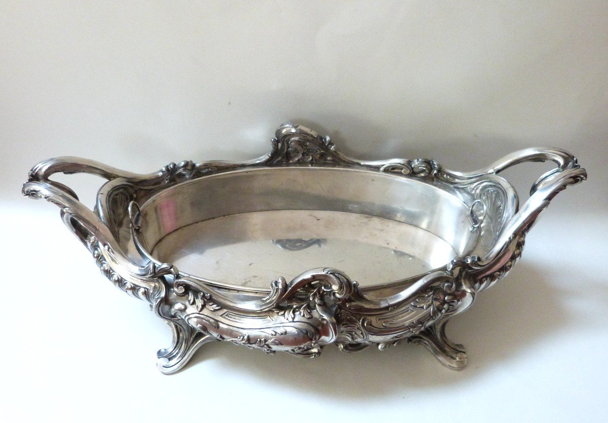 Large Centerpiece Planter In Silver Metal In Napoleon III Rocaille Style -photo-4