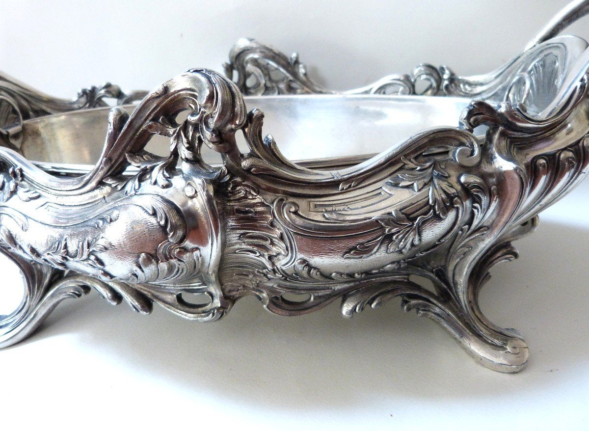 Large Centerpiece Planter In Silver Metal In Napoleon III Rocaille Style -photo-1