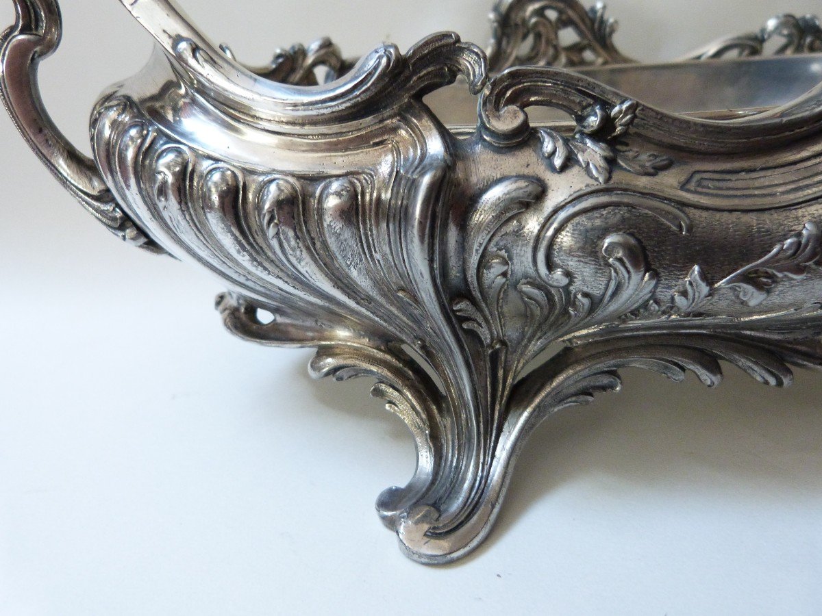 Large Centerpiece Planter In Silver Metal In Napoleon III Rocaille Style -photo-4